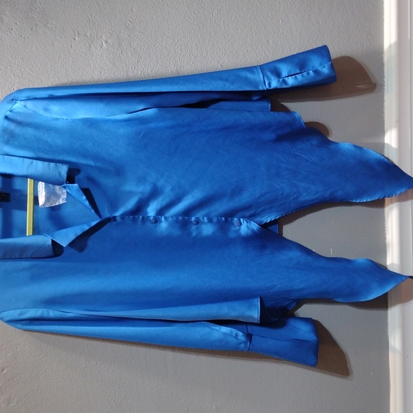 Worthington Sz Small Royal Blue Button Down Dress Shirt w/ front tie nwot - Picture 5 of 6